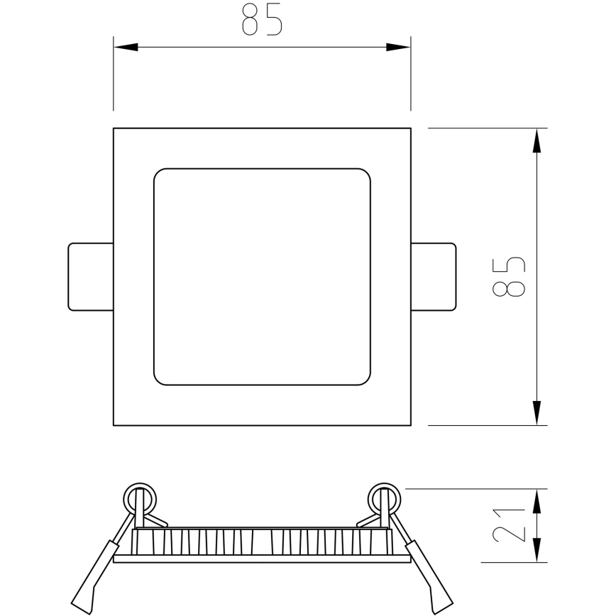 APLED - Светодиодный встроенный светильник для ванной комнаты SQUARE LED/3W/230V IP41 85x85 мм