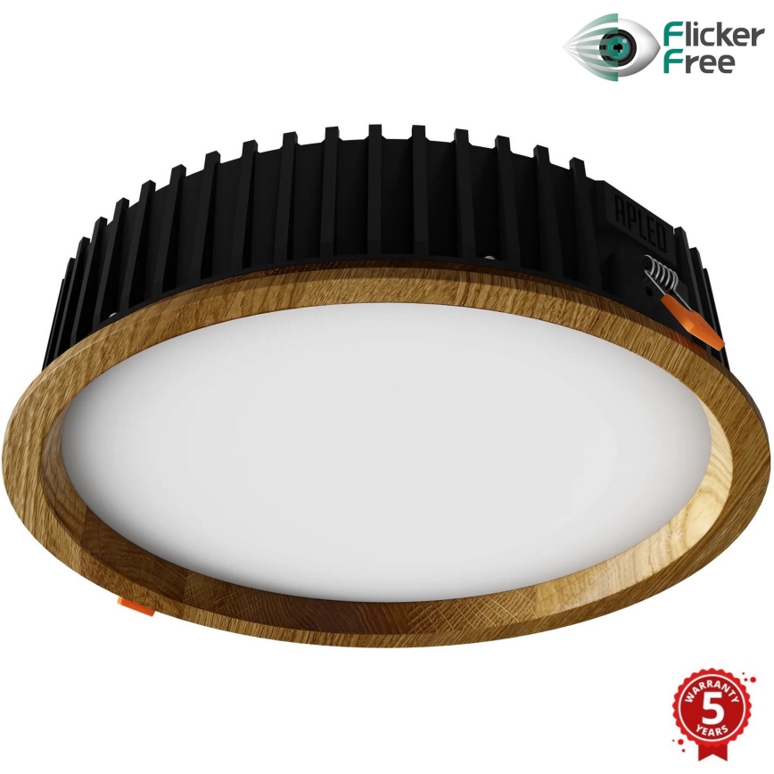 APLED - Светодиодный встроенный светильник RONDO WOODLINE LED/18W/230V 3000K диаметр 26 см дуб твердая древесина