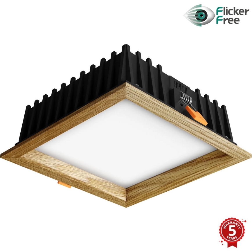 APLED - Светодиодный встроенный светильник SQUARE WOODLINE LED/12W/230V 3000K 17x17 см дуб твердая древесина