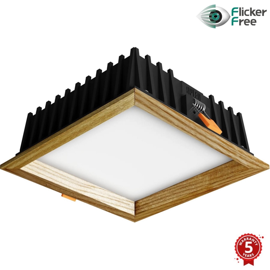 APLED - Светодиодный встроенный светильник SQUARE WOODLINE LED/12W/230V 4000K 17x17 см пепел твердая древесина