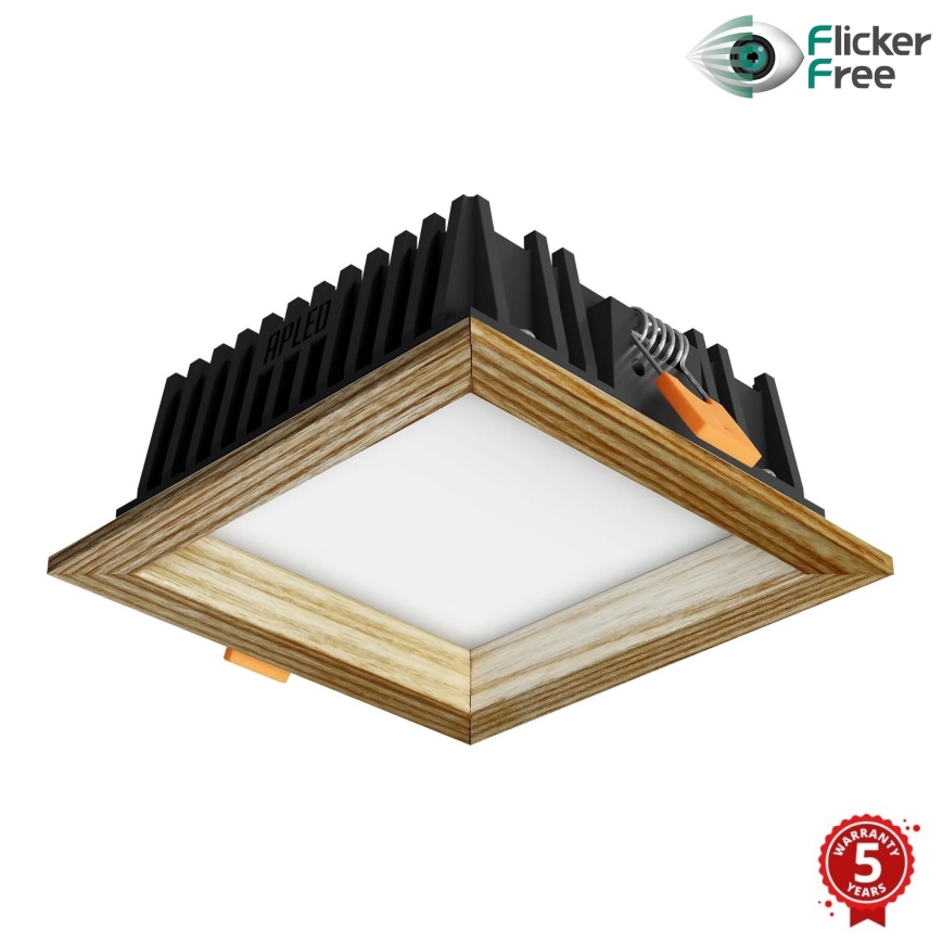 APLED - Светодиодный встроенный светильник SQUARE WOODLINE LED/6W/230V 4000K 12x12 см пепел твердая древесина