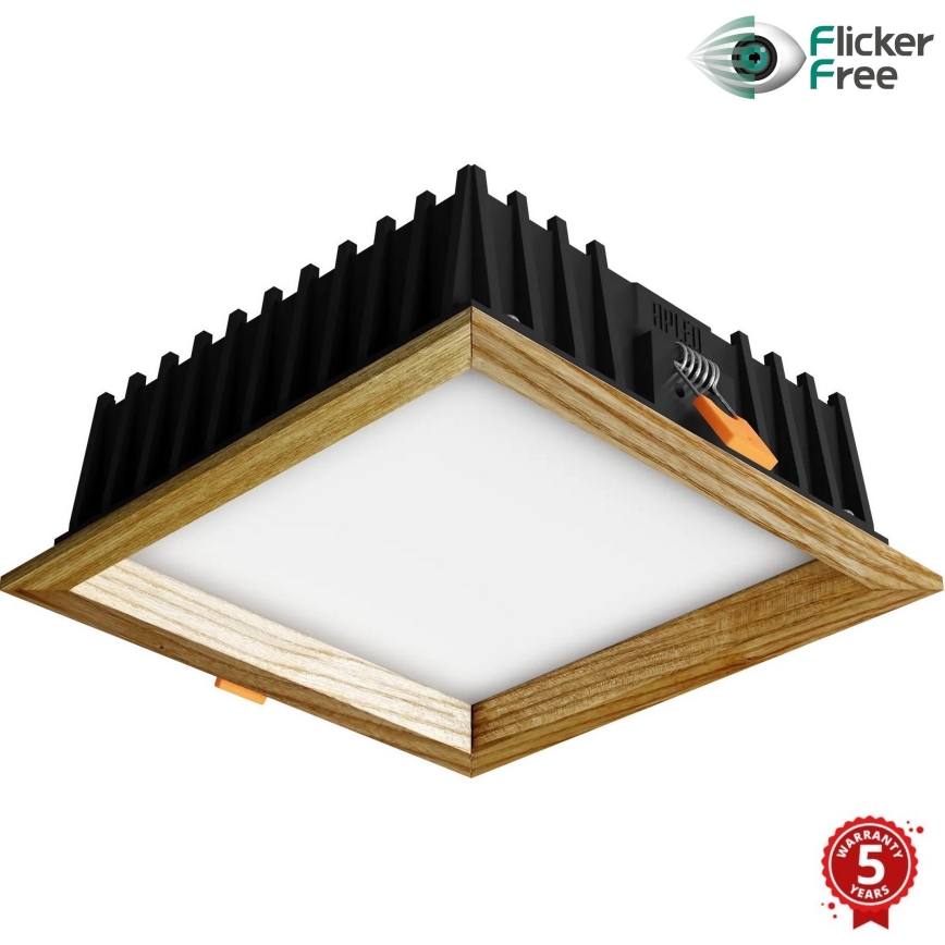 APLED - Світлодіодний вбудований світильник SQUARE WOODLINE LED/12W/230V 3000K 17x17 см ясеневий масив