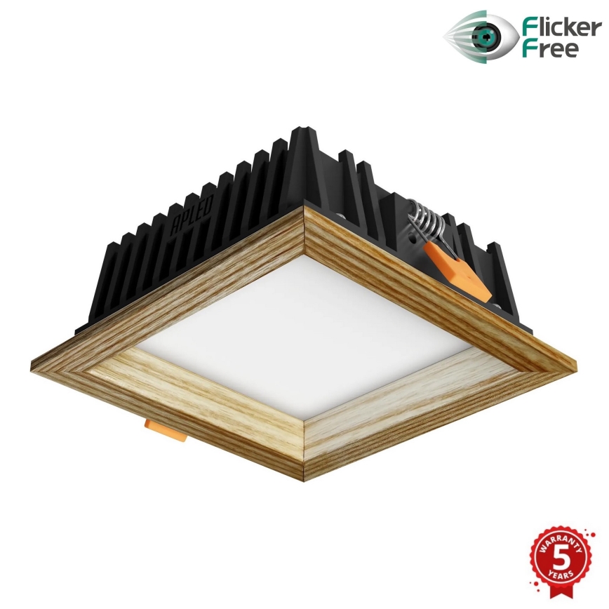 APLED - Світлодіодний вбудований світильник SQUARE WOODLINE LED/6W/230V 3000K 12x12 см ясеневий масив