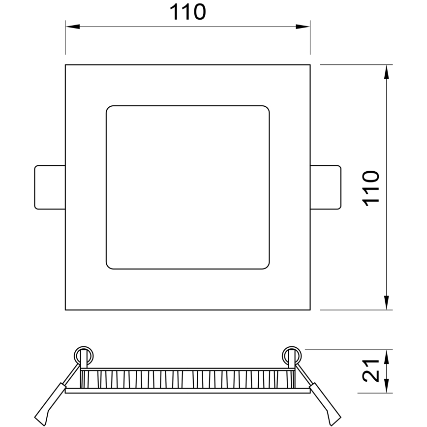 APLED - Вбудований стельовий LED світильник для ванної SQUARE LED/6W/230V IP41 110x110 мм