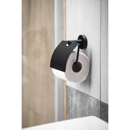 Aqualine - Держатель туалетной бумаги с крышкой SAMBA черный