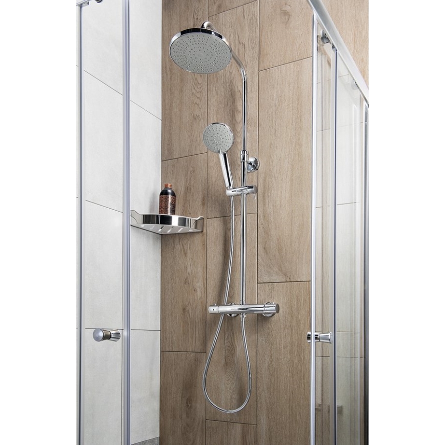 Aqualine - Душевой гарнитур с термостатическим смесителем LIGA блестящий хром