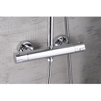 Aqualine - Душевой гарнитур с термостатическим смесителем LIGA блестящий хром