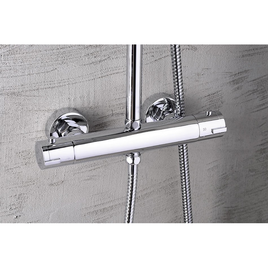 Aqualine - Душевой гарнитур с термостатическим смесителем LIGA блестящий хром