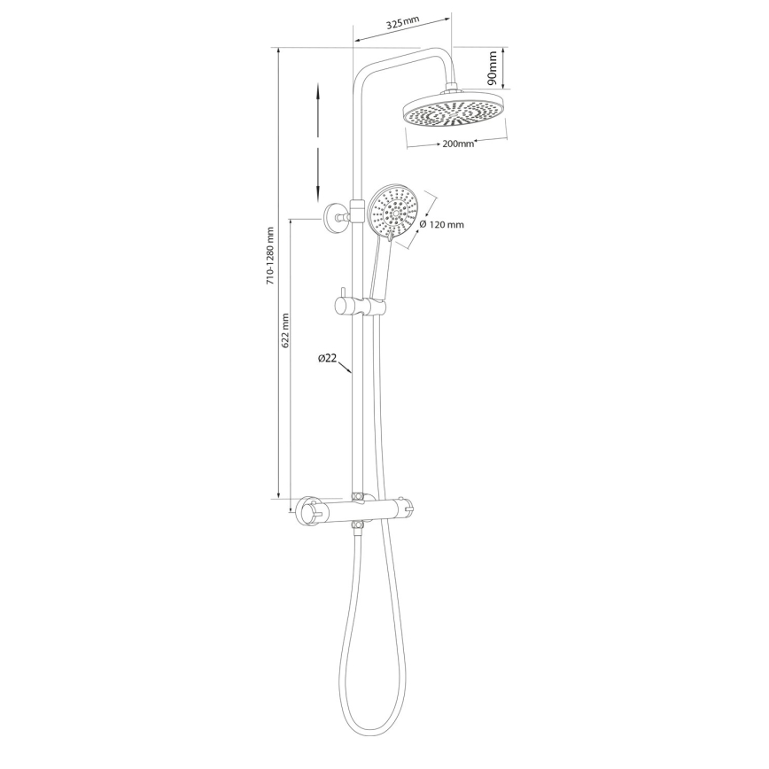 Aqualine - Душевой гарнитур с термостатическим смесителем LIGA блестящий хром