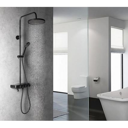 Aqualine - Душовий набір зі змішувачем і наповненням FARRAO матовий чорний