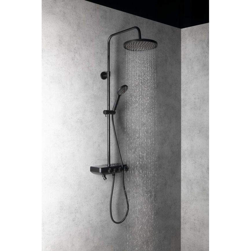 Aqualine - Душовий набір зі змішувачем і наповненням FARRAO матовий чорний