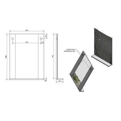 Aqualine - Дзеркало BETA 60x80 см біле