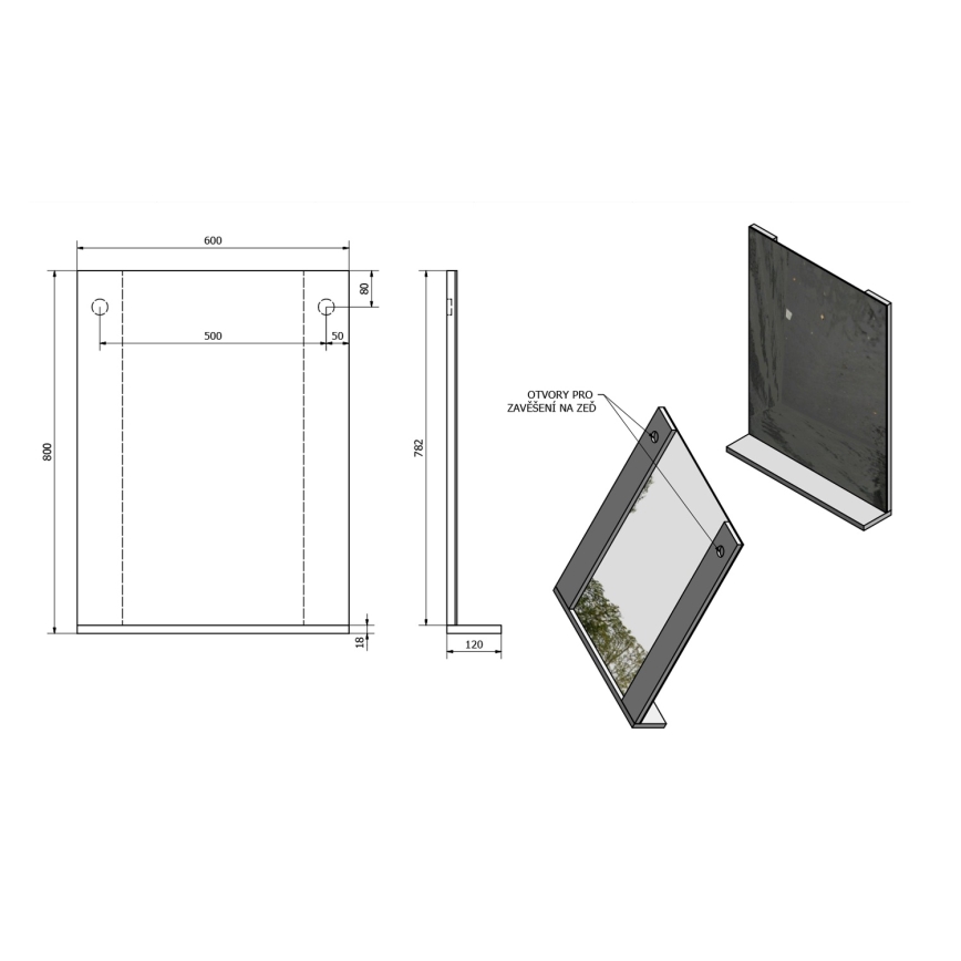 Aqualine - Дзеркало BETA 60x80 см біле
