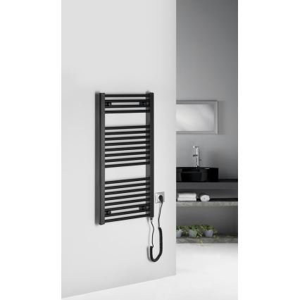 Aqualine - Электрический радиатор для ванной комнаты DIRECT-E 300W/230V 96 см матовый черный прямой