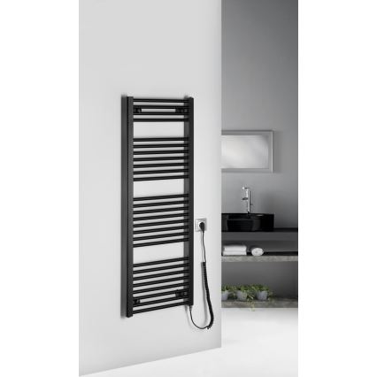 Aqualine - Электрический радиатор для ванной комнаты DIRECT-E 400W/230V 132 см матовый черный прямой