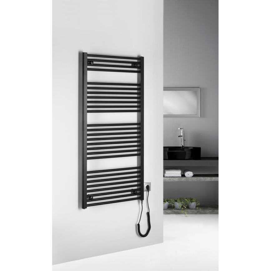 Aqualine - Электрический радиатор для ванной комнаты DIRECT-E 600W/230V 132 см матовый черный прямой