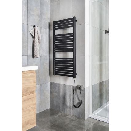 Aqualine - Электрический радиатор для ванной TONDI-E, 300 Вт, 97×45 см, матовый чёрный