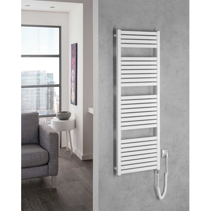 Aqualine - Електрична рушникосушарка для ванної кімнати TONDI-E 500 Вт 133x45 см біла