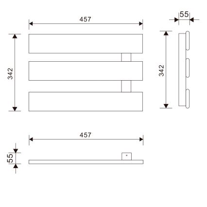 Aqualine - Електрична рушникосушка ELVIS 50W/230V 34,2 см білий права