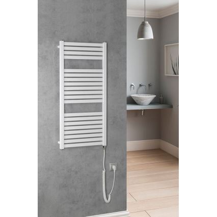 Aqualine - Електричний для ванної кімнати радіатор TONDI-E 300W/230V 97 см білий прямий
