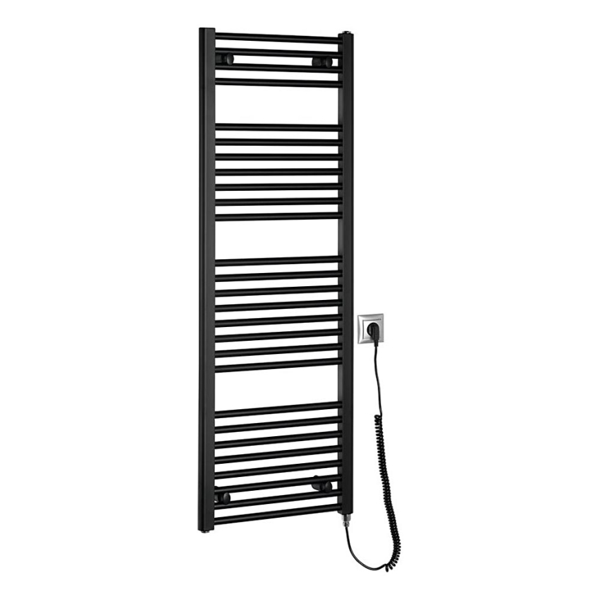 Aqualine - Електричний для ванної кімнати радіатор DIRECT-E 400W/230V 132 см матовий чорний прямий