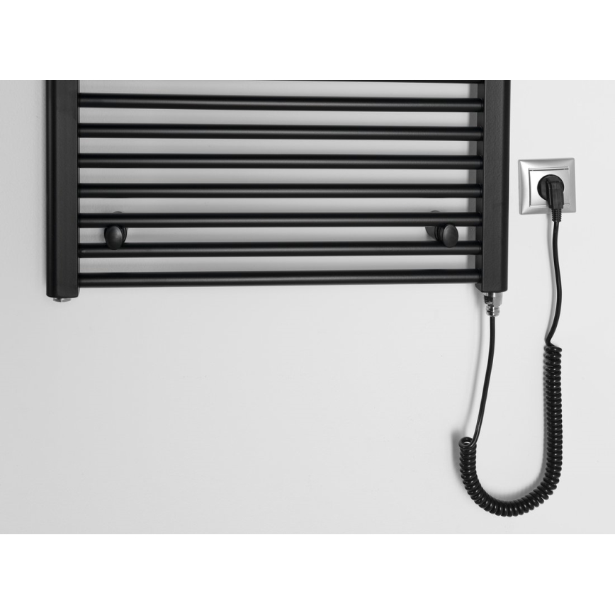 Aqualine - Електричний для ванної кімнати радіатор DIRECT-E 400W/230V 96 см матовий чорний прямий