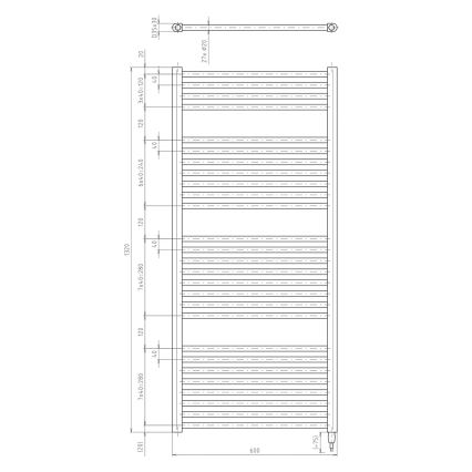 Aqualine - Електричний для ванної кімнати радіатор DIRECT-E 600W/230V 132 см білий прямий