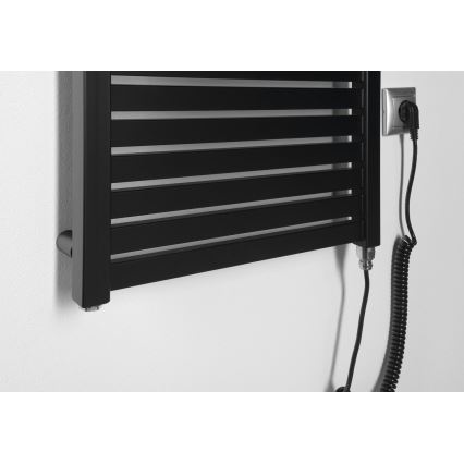 Aqualine - Електричний для ванної кімнати радіатор TONDI-E 300W/230V 97 см матовий чорний прямий