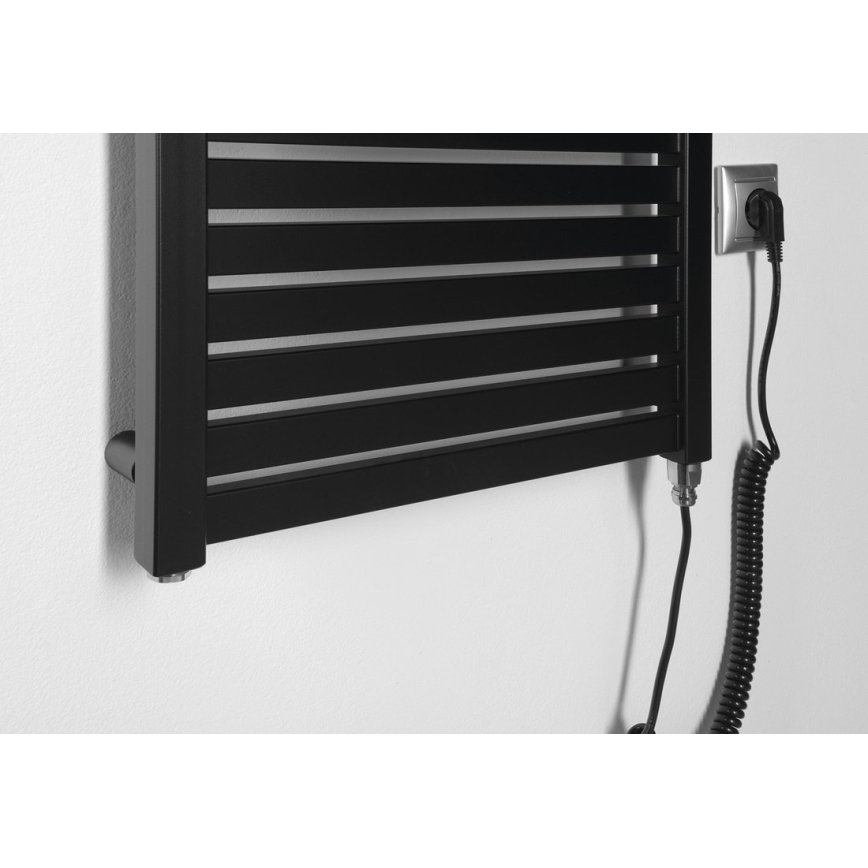 Aqualine - Електричний для ванної кімнати радіатор TONDI-E 300W/230V 97 см матовий чорний прямий