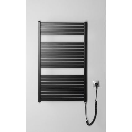 Aqualine - Електричний для ванної кімнати радіатор TONDI-E 400W/230V 97 см матовий чорний прямий