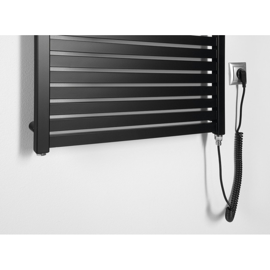 Aqualine - Електричний для ванної кімнати радіатор TONDI-E 400W/230V 97 см матовий чорний прямий