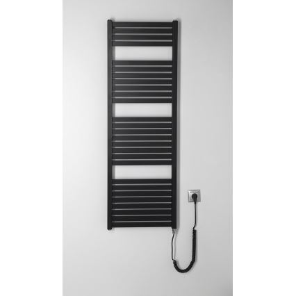 Aqualine - Електричний для ванної кімнати радіатор TONDI-E 500W/230V 133 см матовий чорний прямий