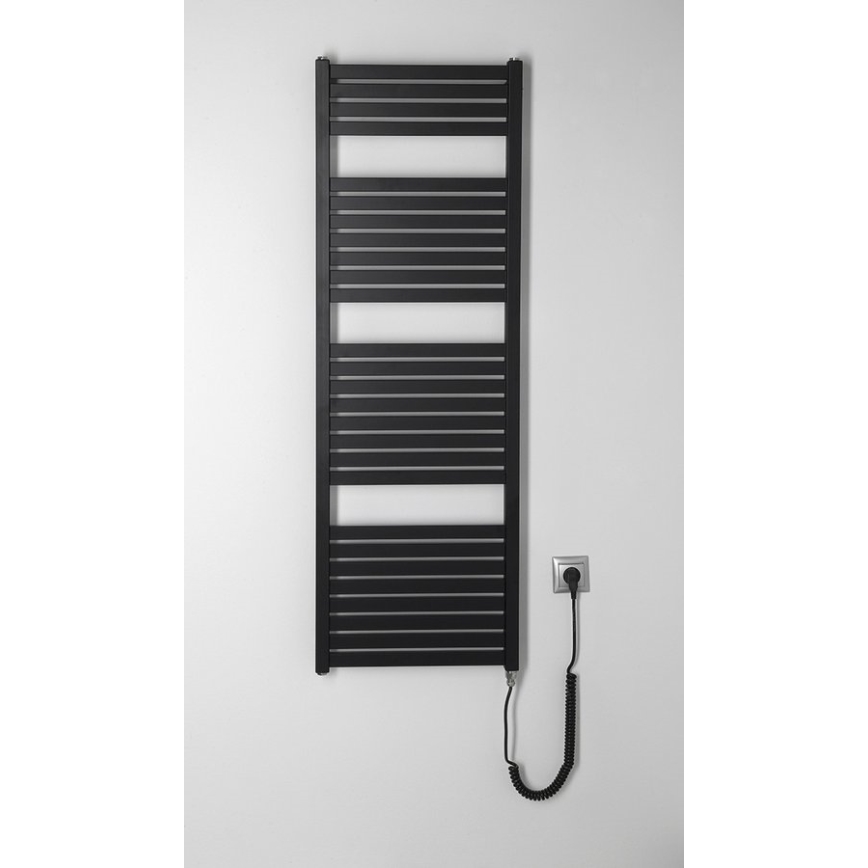 Aqualine - Електричний для ванної кімнати радіатор TONDI-E 500W/230V 133 см матовий чорний прямий