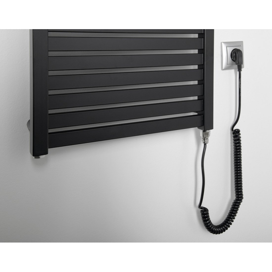 Aqualine - Електричний для ванної кімнати радіатор TONDI-E 500W/230V 133 см матовий чорний прямий