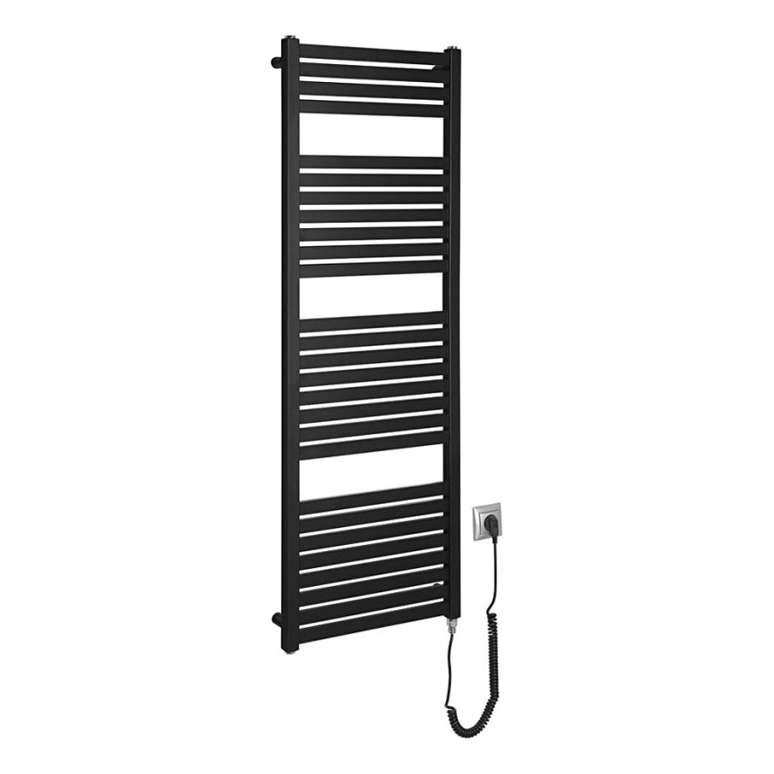 Aqualine - Електричний для ванної кімнати радіатор TONDI-E 500W/230V 133 см матовий чорний прямий