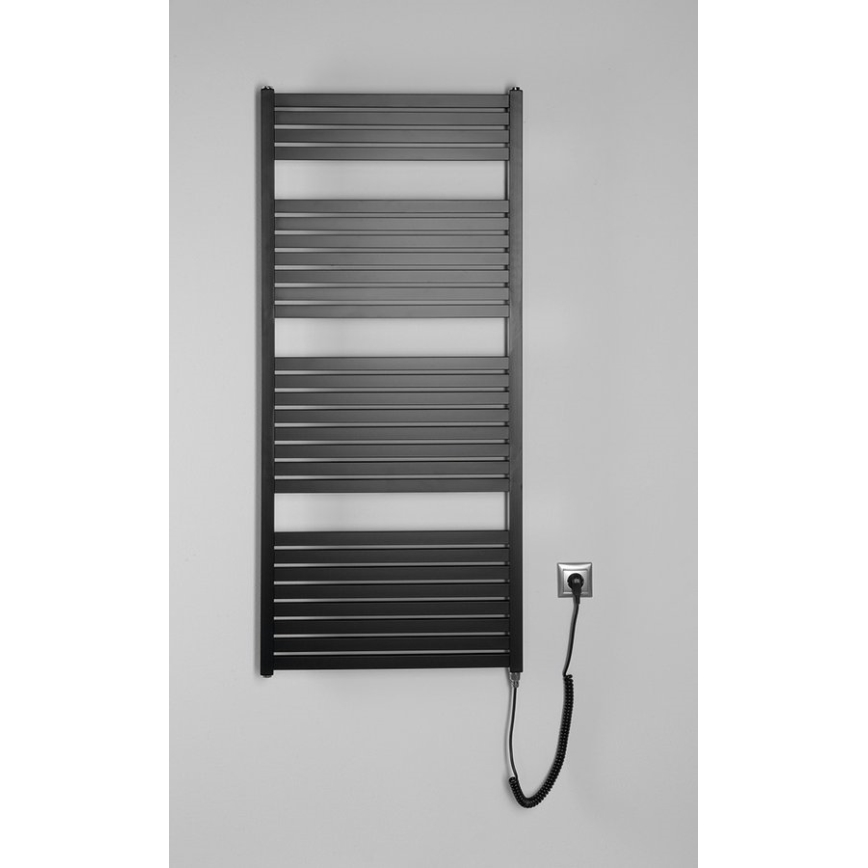 Aqualine - Електричний для ванної кімнати радіатор TONDI-E 600W/230V 133 см матовий чорний прямий