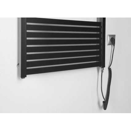 Aqualine - Електричний для ванної кімнати радіатор TONDI-E 600W/230V 133 см матовий чорний прямий