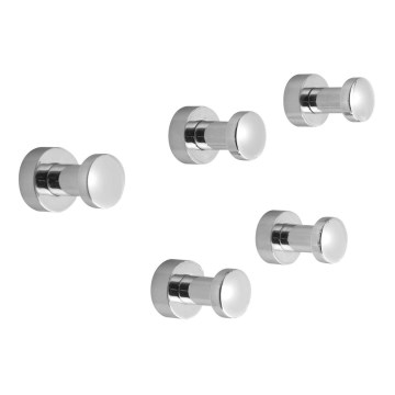 Aqualine - НАБІР 5x Настінний гачок SAMBA блискучий хром