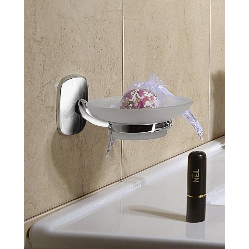 Aqualine - Настенная мыльница RUMBA молочное стекло/блестящий хром