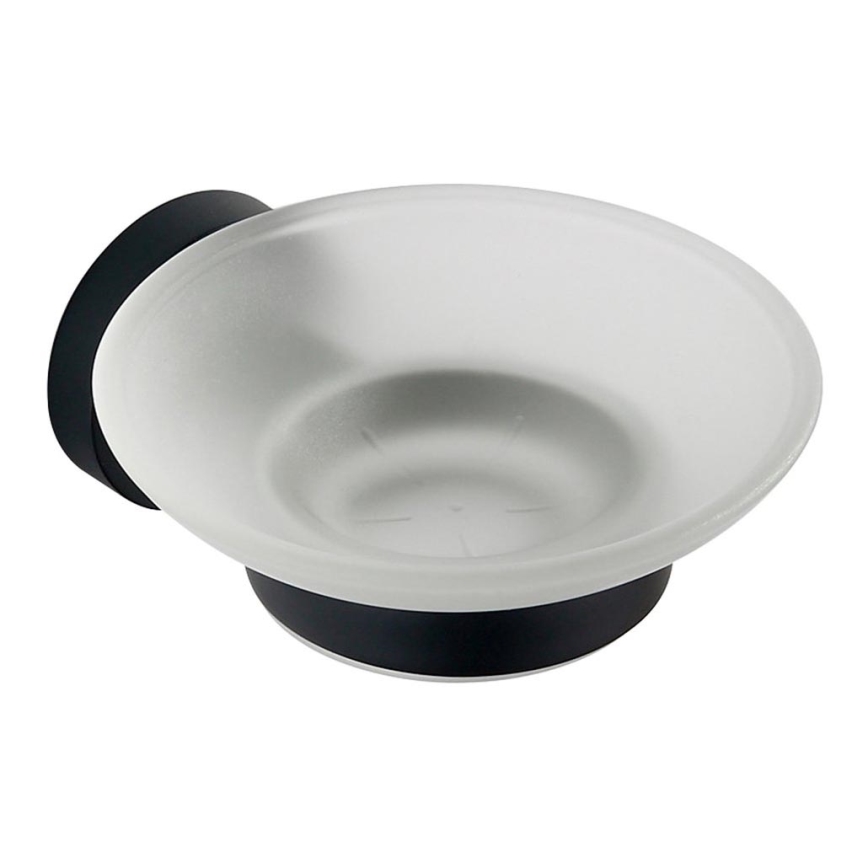 Aqualine - Настенная мыльница SAMBA молочное стекло/матовый черный