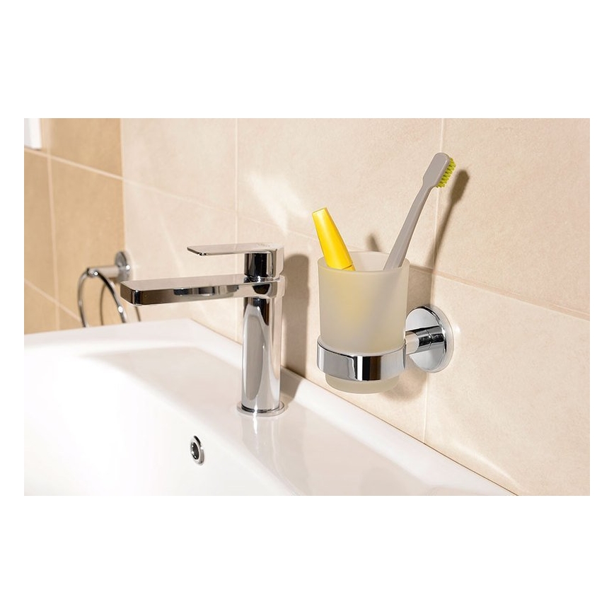 Aqualine - Настенный держатель зубной щетки SAMBA молочное стекло/блестящий хром