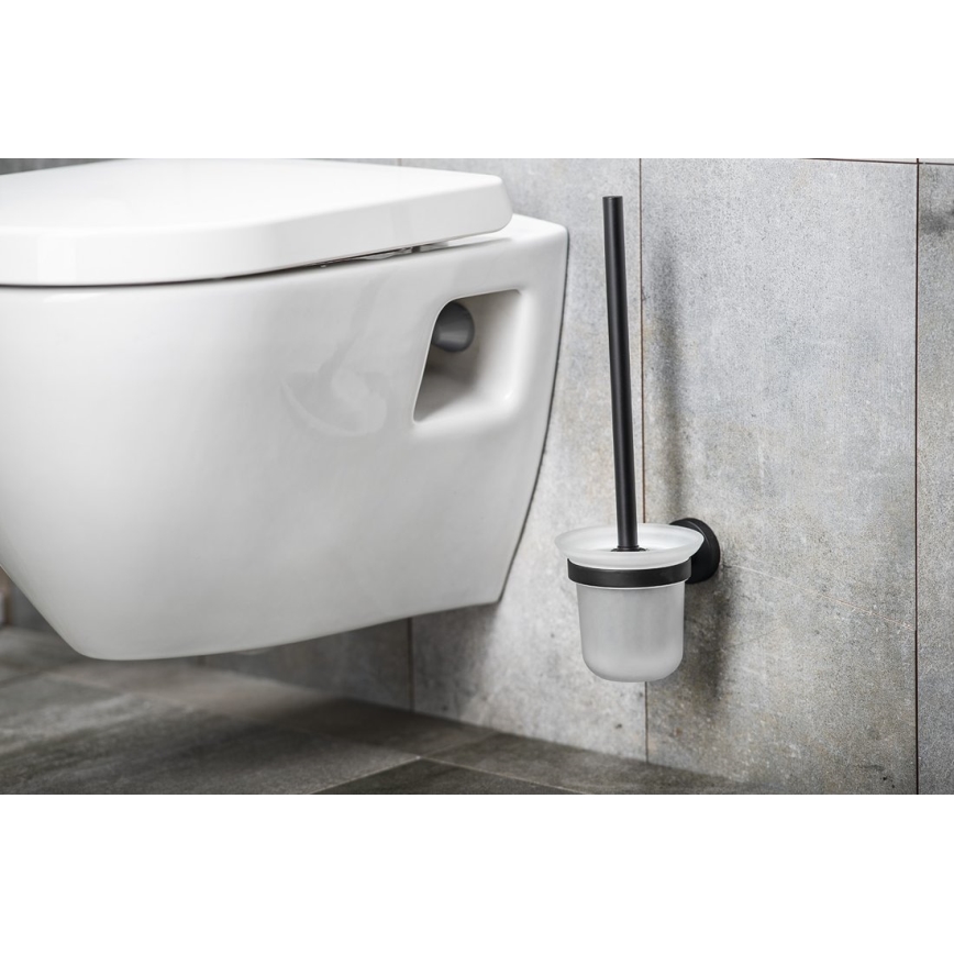 Aqualine - Настенный ершик для унитаза SAMBA молочное стекло/матовый черный