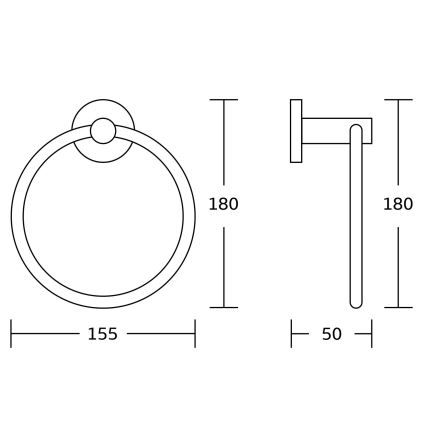 Aqualine - Настінна вішалка для рушників SAMBA діаметр 15,5 см чорний