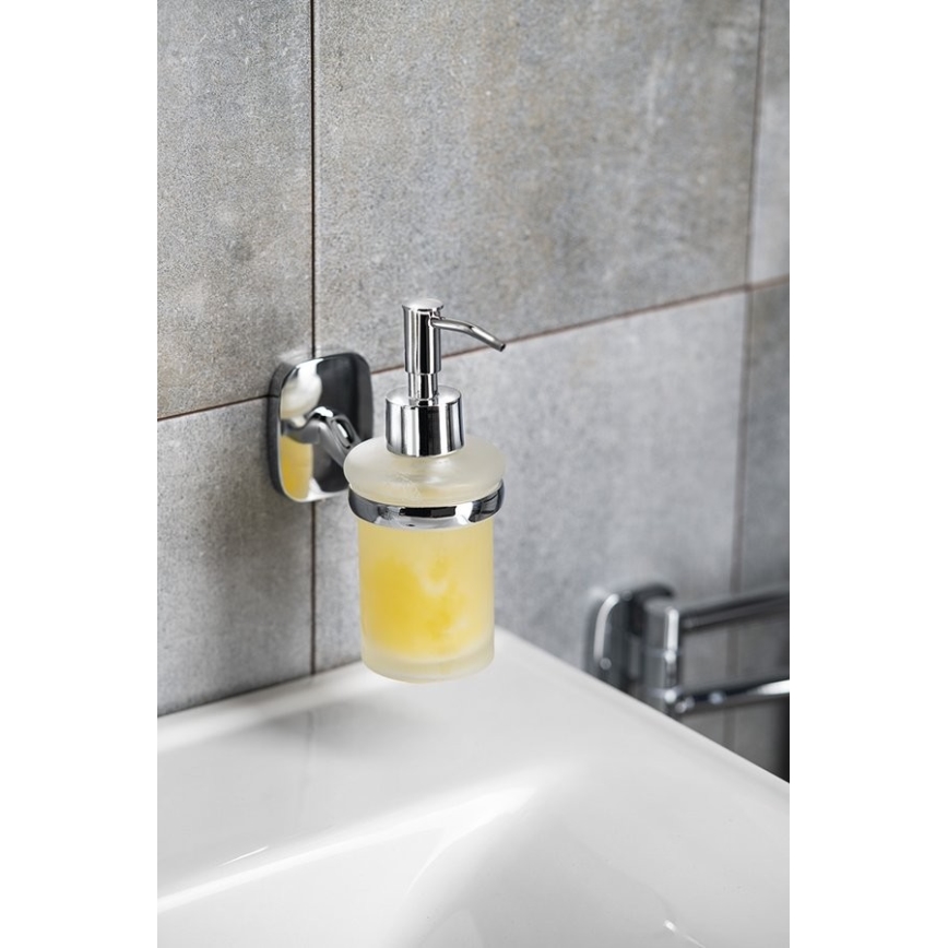 Aqualine - Настінний дозатор для мила RUMBA 160 матовий молочний скло/глянцевий хром