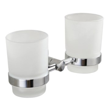 Aqualine - Настінний тримач для зубних щіток SAMBA молочний скло/глянцевий хром