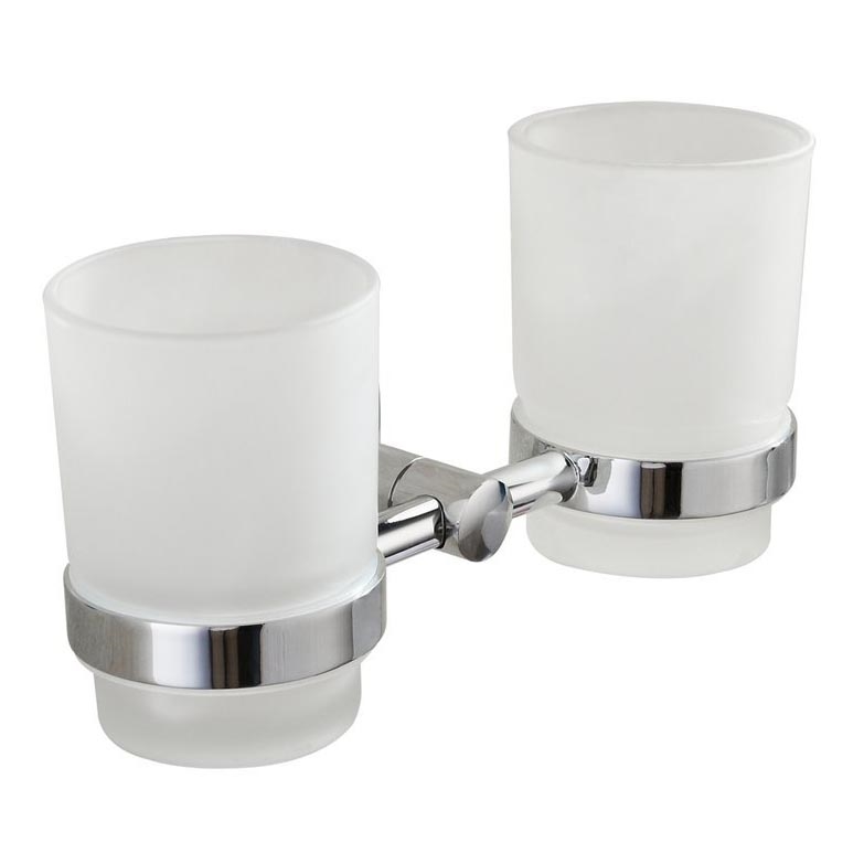 Aqualine - Настінний тримач для зубних щіток SAMBA молочний скло/глянцевий хром