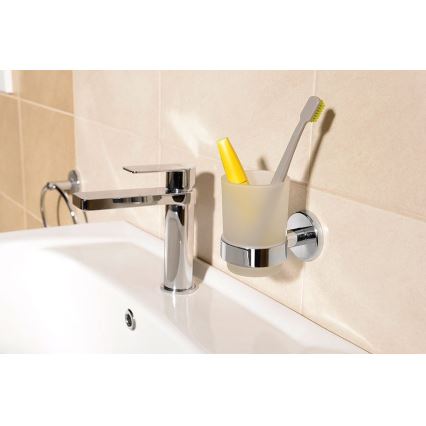 Aqualine - Настінний тримач для зубних щіток SAMBA молочний скло/глянцевий хром