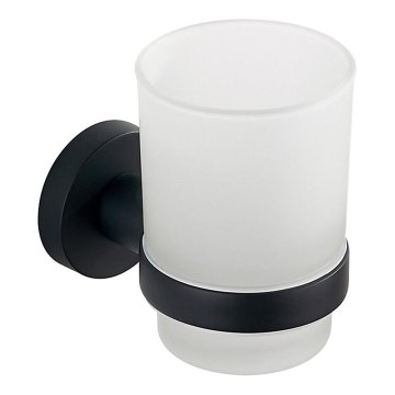 Aqualine - Настінний тримач для зубних щіток SAMBA молочний скло/матовий чорний