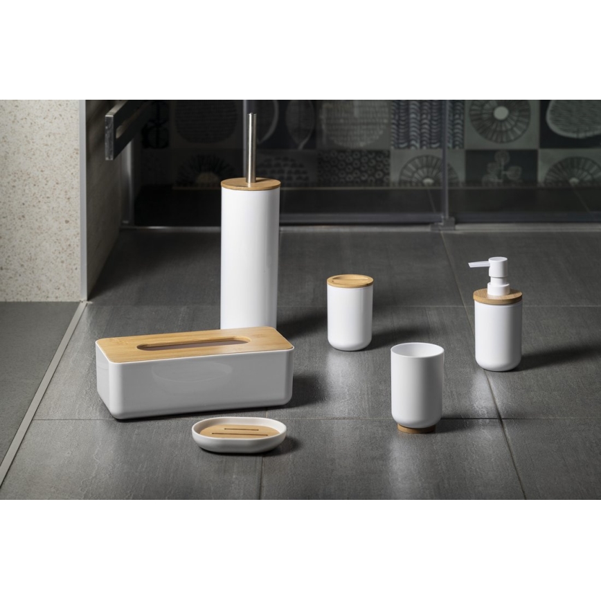 Aqualine - Щітка для унітазу стояча білий/бамбук