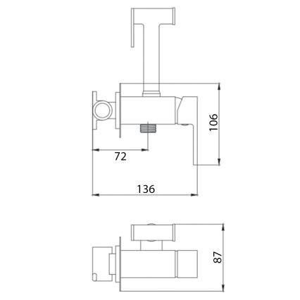 Aqualine - Смеситель для биде с гигиеническим душем для скрытого монтажа блестящий хром
